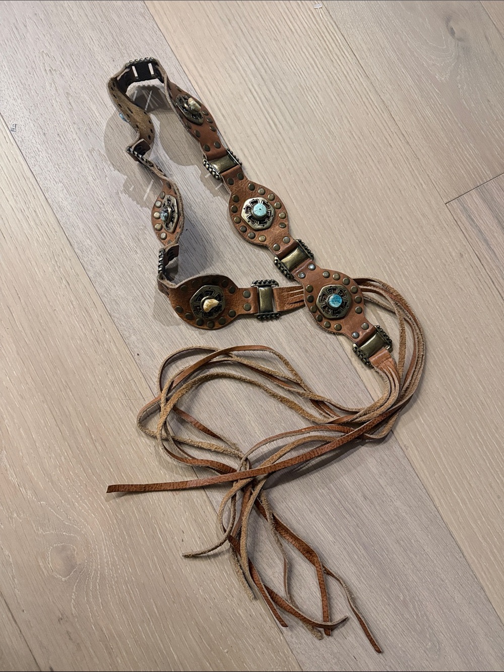Handmade 100% leather vintage fringe belt
